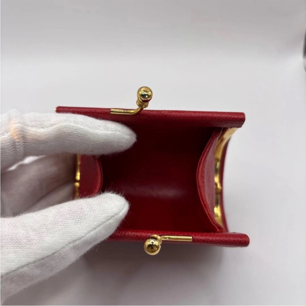 Yves Saint Laurent Red Coin Purse with Gold Accents - Picture 5 of 13
